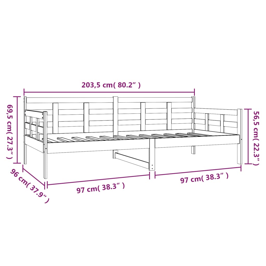 Dagbädd vit 90x200 cm massiv furu