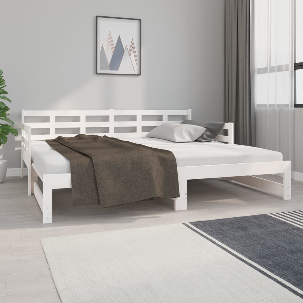 Bäddsoffa vit massiv furu 2x(90x190) cm