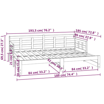 Bäddsoffa svart massiv furu 2x(90x190) cm