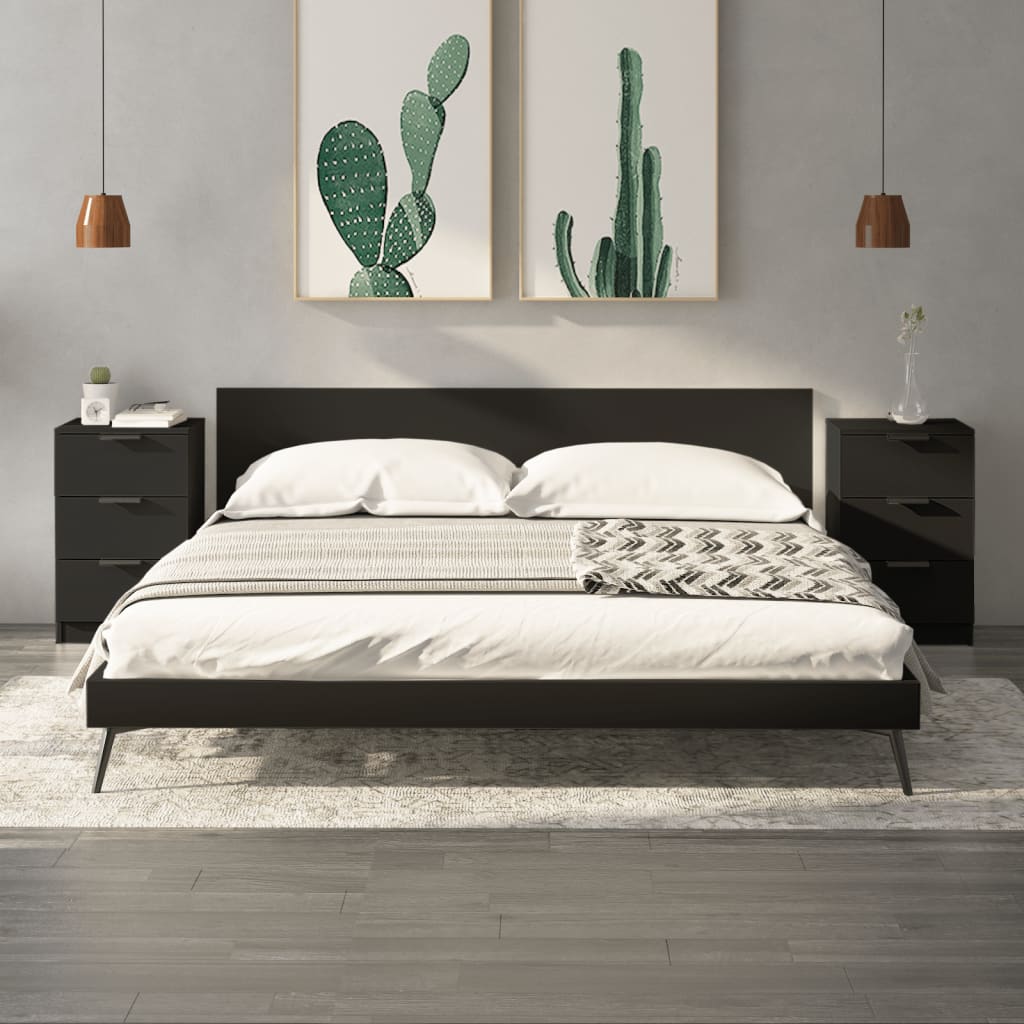 Sängbord 2 st svart 40x36x65 cm