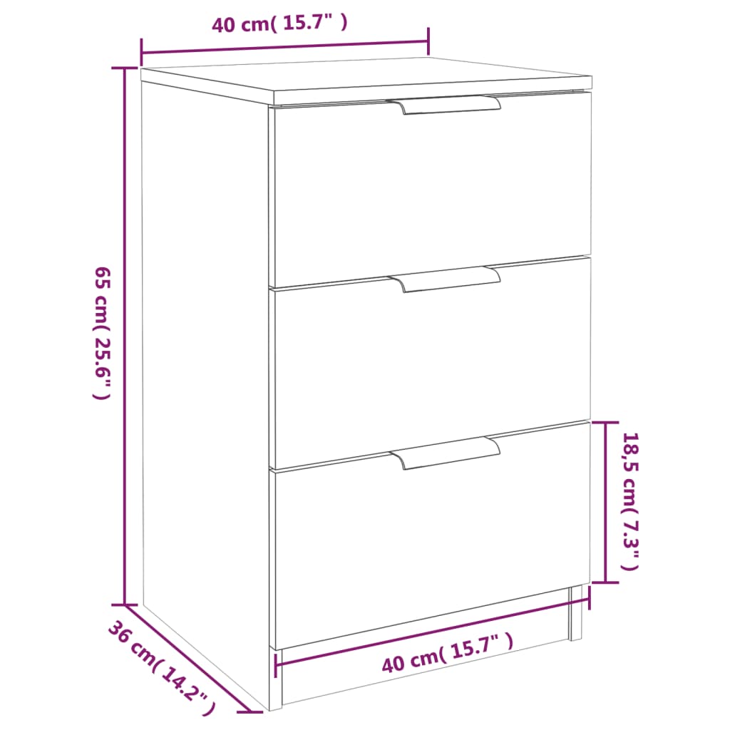 Sängbord 2 st sonoma-ek 40x36x65 cm