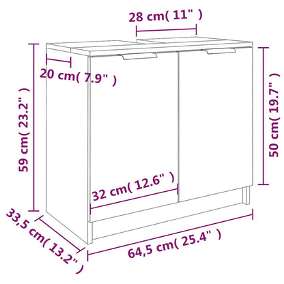 Badrumsskåp vit högglans 64,5x33,5x59 cm konstruerat trä