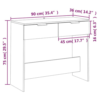 Konsolbord svart 90x36x75 cm konstruerat trä