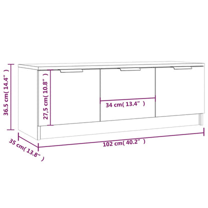 Tv-bänk vit 102x35x36,5 cm konstruerat trä