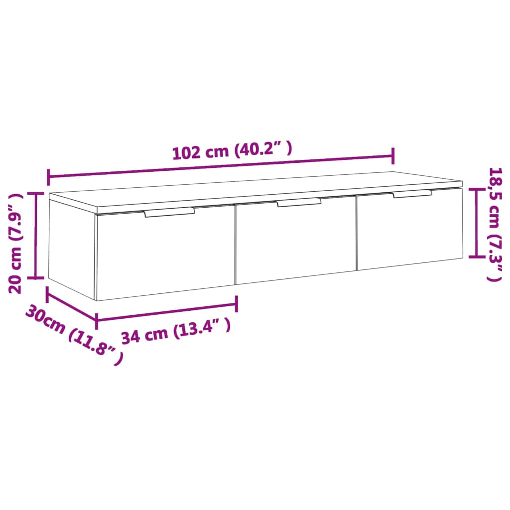 Väggskåp vit 102x30x20 cm konstruerat trä