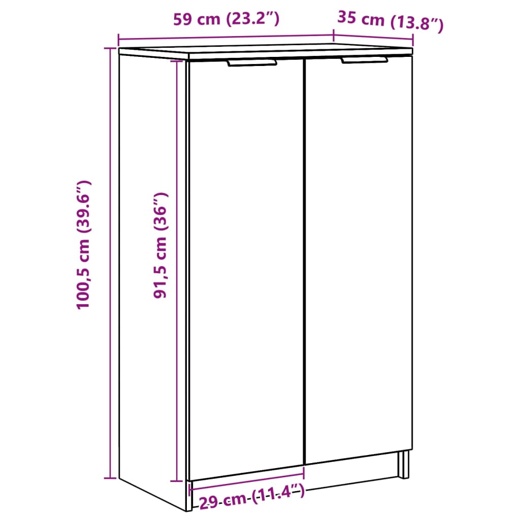 Skoskåp vit 59x35x100 cm konstruerat trä