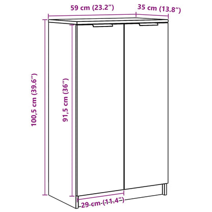 Skoskåp vit 59x35x100 cm konstruerat trä