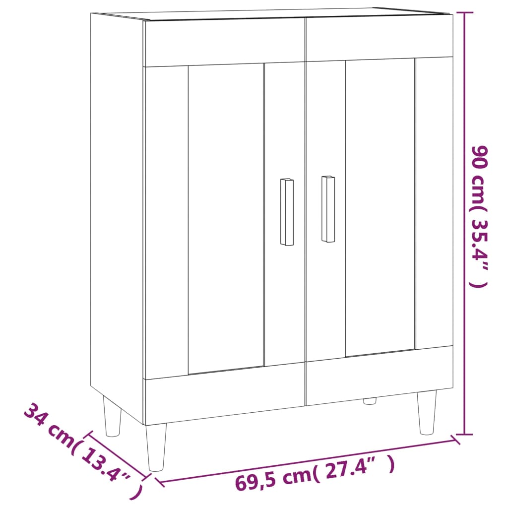 Skåp vit 69,5x34x90 cm konstruerat trä