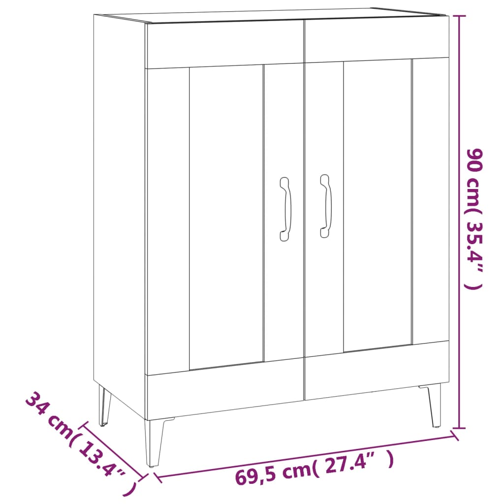 Skänk svart 69,5x34x90 cm konstruerat trä