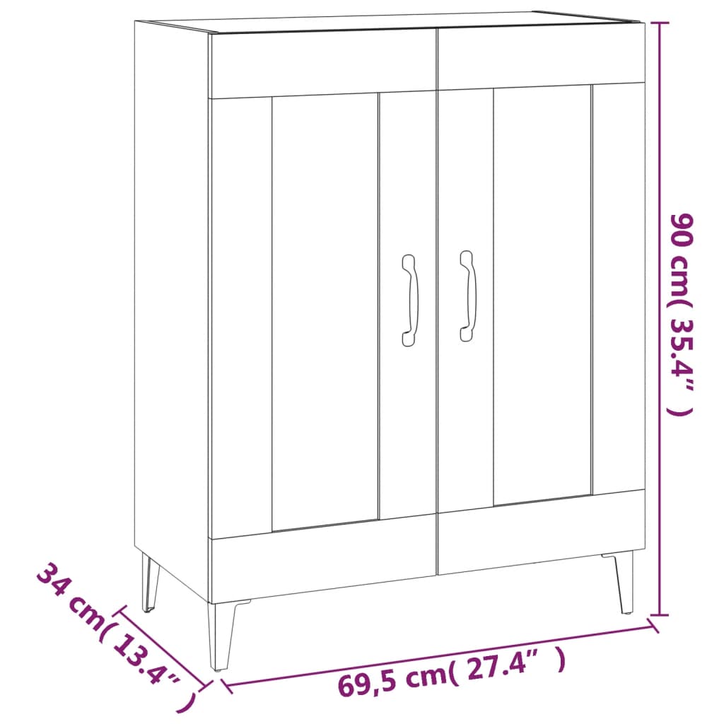 Byrå betonggrå 69,5x34x90 cm konstruerat trä