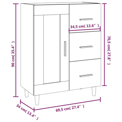 Skänk vit högglans 69,5x34x90 cm konstruerat trä