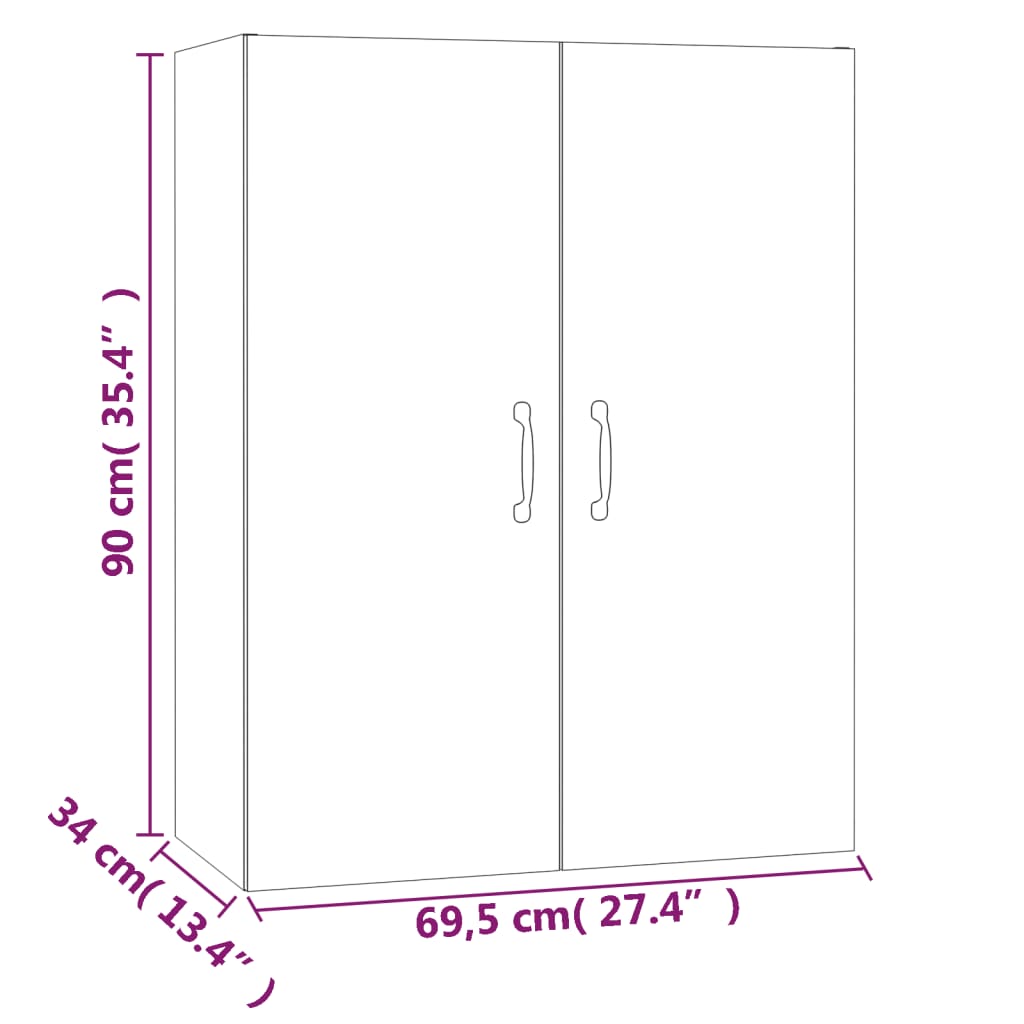 Väggskåp vit 69,5x34x90 cm konstruerat trä