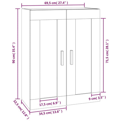 Väggskåp vit 69,5x32,5x90 cm konstruerat trä