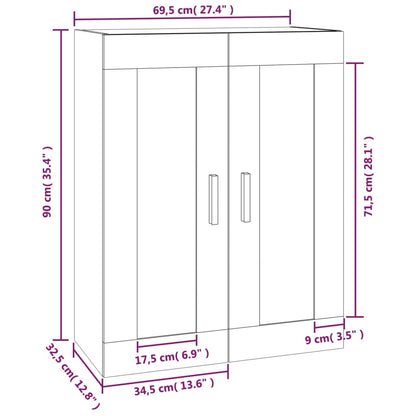 Väggskåp vit högglans 69,5x32,5x90 cm konstruerat trä