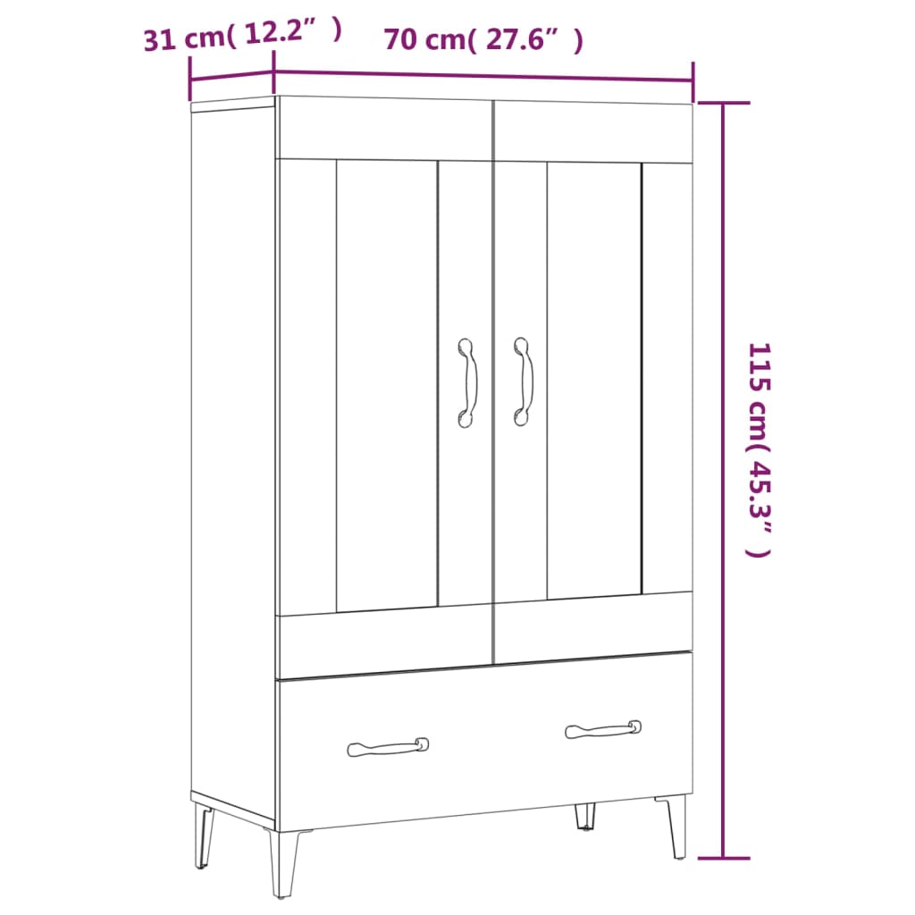 Skänk vit 70x31x115 cm konstruerat trä