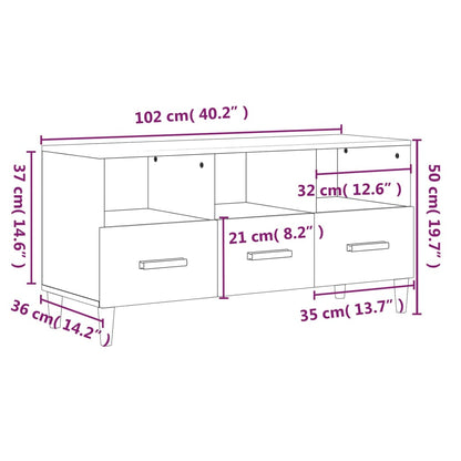 Tv-bänk vit 102x36x50 cm konstruerat trä