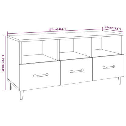 Tv-bänk vit 102x35x50 cm konstruerat trä