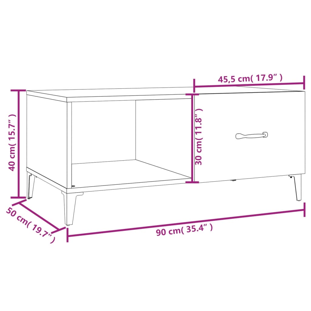 Soffbord svart 90x50x40 cm konstruerat trä