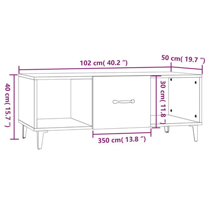 Soffbord vit 102x50x40 cm konstruerat trä