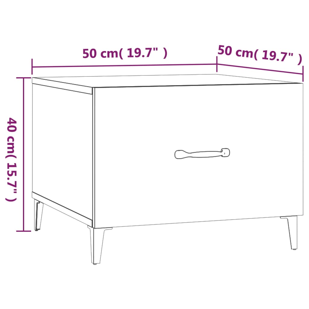 Soffbord med metallben 2 st sonoma-ek 50x50x40 cm