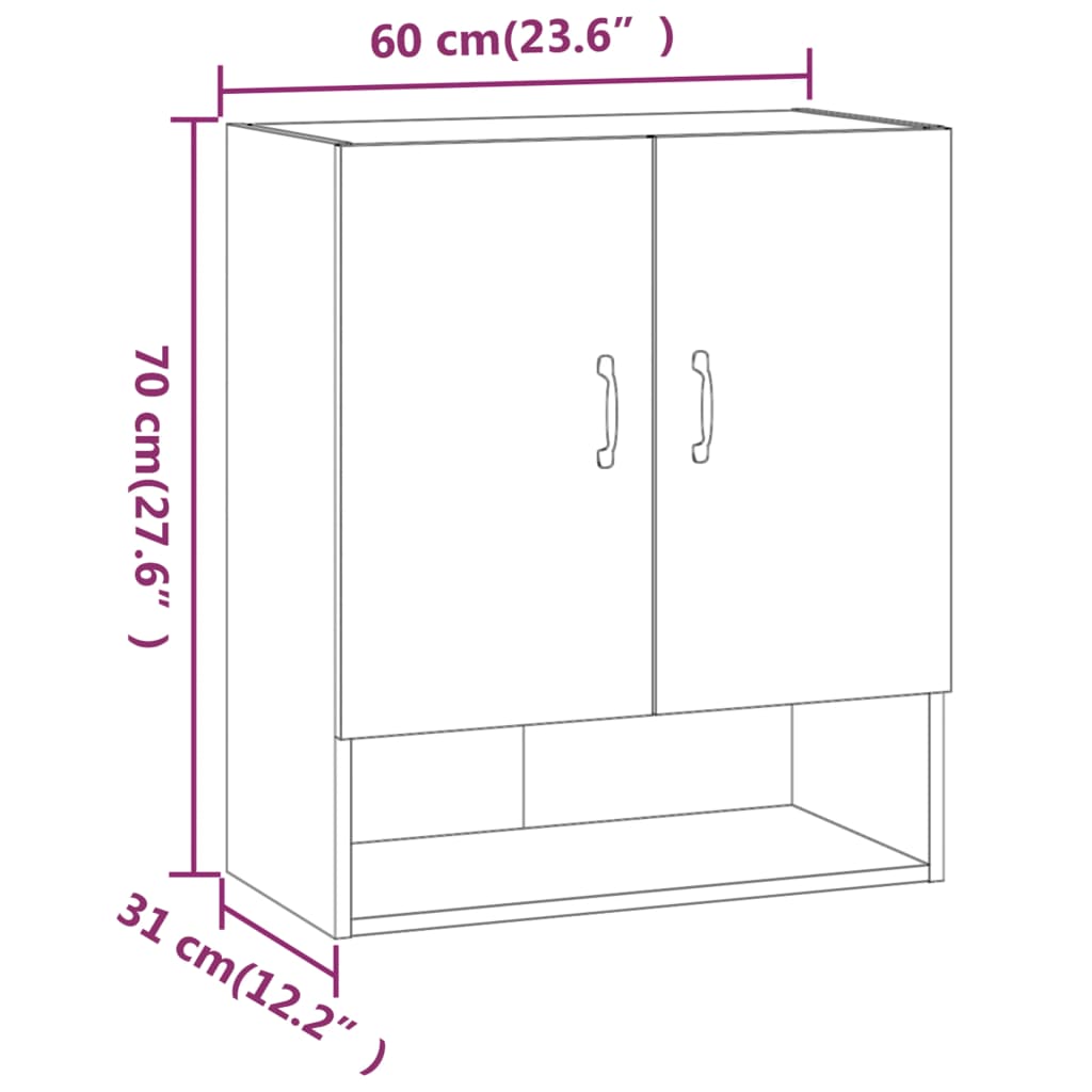 Väggskåp vit 60x31x70 cm konstruerat trä