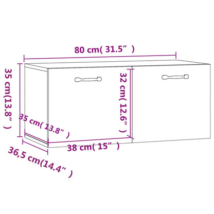 Väggskåp vit högglans 80x36,5x35 cm konstruerat trä