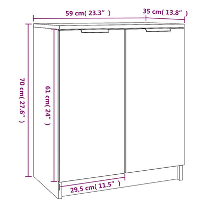 Skoskåp rökfärgad ek 59x35x70 cm konstruerat trä