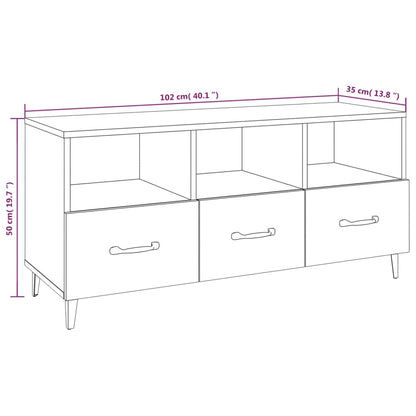 Tv-bänk rökfärgad ek 102x35x50 cm konstruerat trä