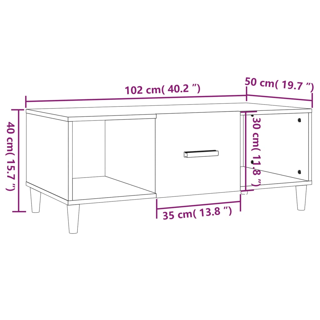 Soffbord brun ek 102x50x40 cm konstruerat trä