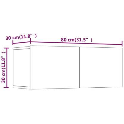 TV-bänkar 2 st rökfärgad ek 80x30x30 cm konstruerat trä