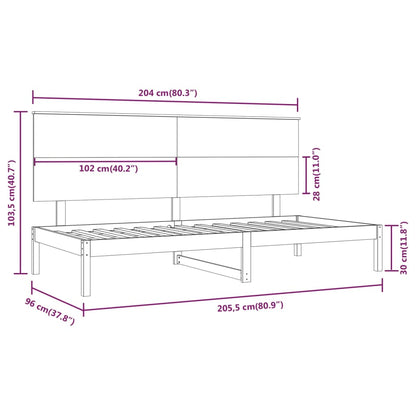 Dagbädd utan madrass vit 90x200 cm massiv furu