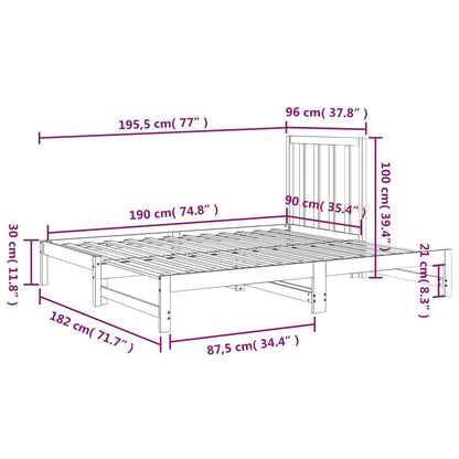 Utdragbar dagbädd 2x(90x190) cm massiv furu