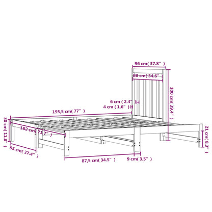 Utdragbar dagbädd 2x(90x190) cm massiv furu