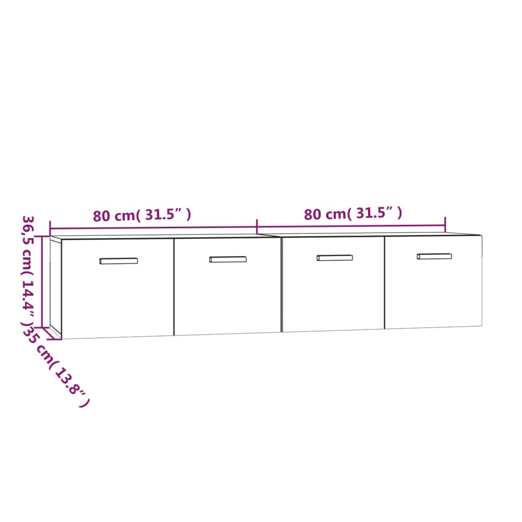 Väggskåp 2 st rökfärgad ek 80x35x36,5 cm konstruerat trä