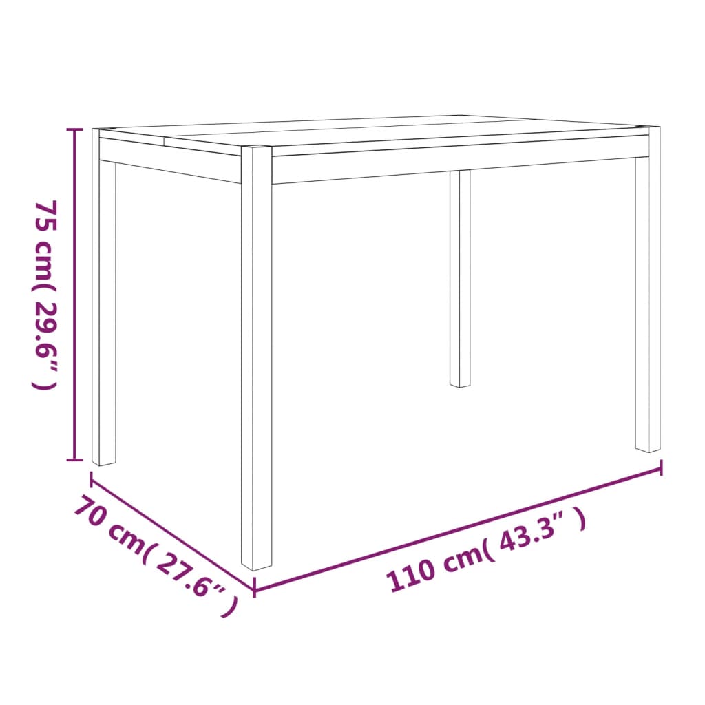 Matbord 110x70x75 cm massivt akaciaträ