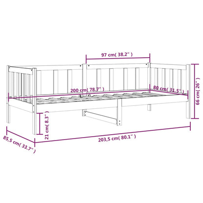 Dagbädd utan madrass vit 80x200 cm massiv furu