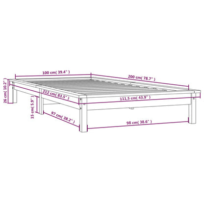 Sängram honungsbrun 100x200 cm massiv furu