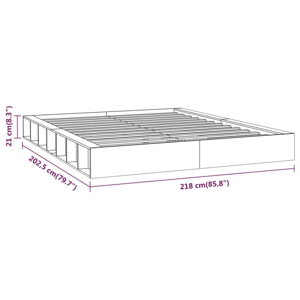 Sängram vit 200x200 cm massivt trä