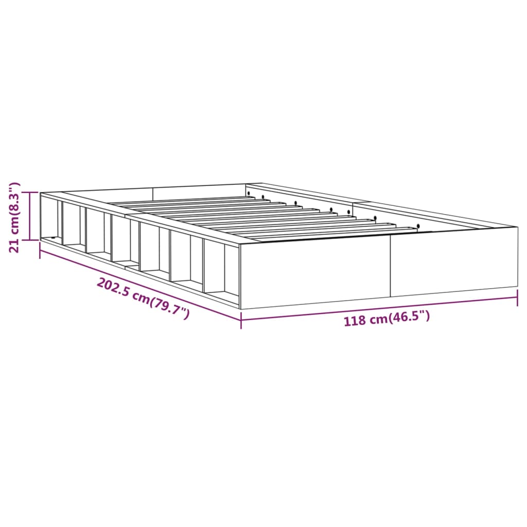 Sängram vit 100x200 cm massivt trä