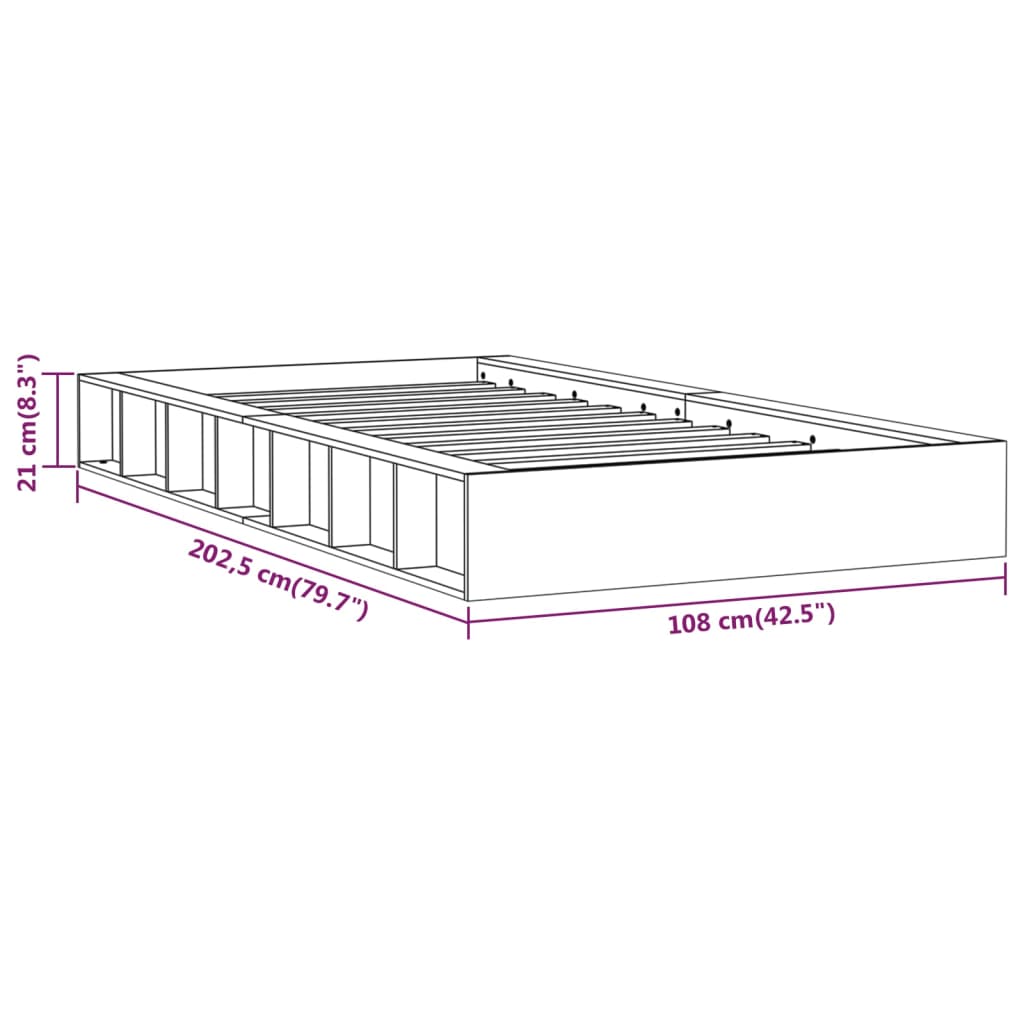 Sängram vit 90x200 cm massivt trä