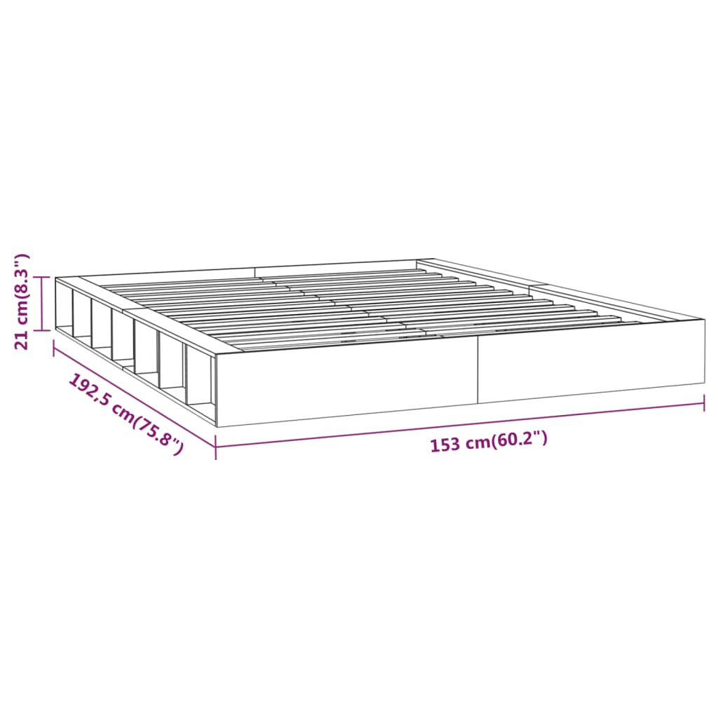 Sängram massiv furu 135x190 cm vit