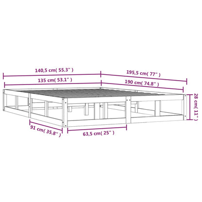 Sängram massiv furu 135x190 cm vit