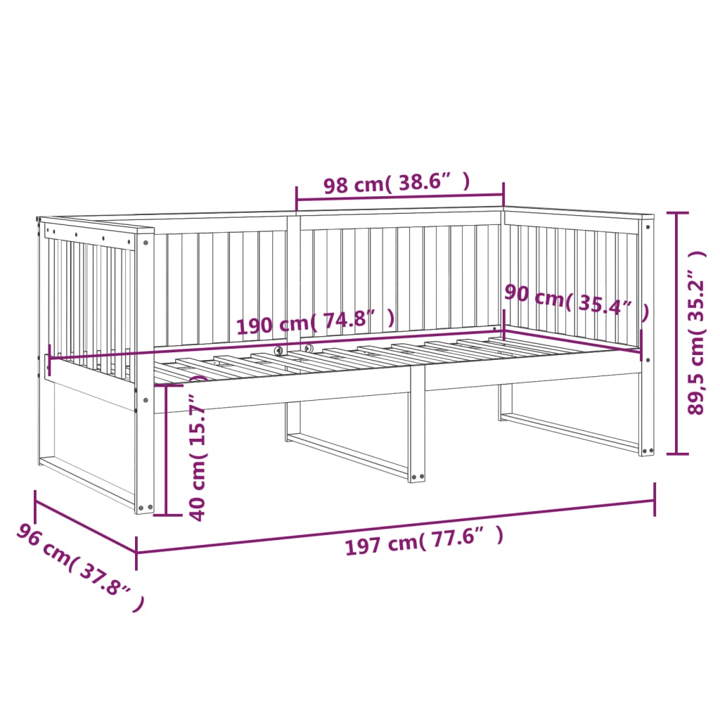 Dagbädd honungsbrun 90x190 cm massiv furu