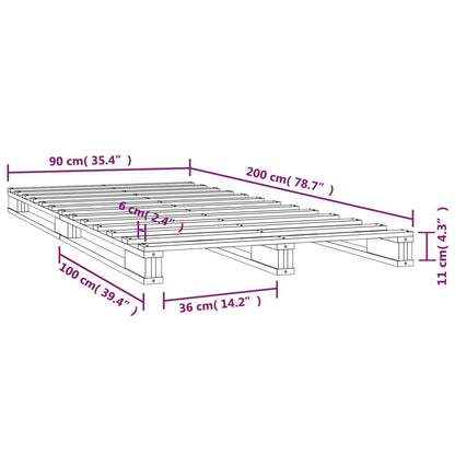 Pallsäng vit 90x200 cm massiv furu