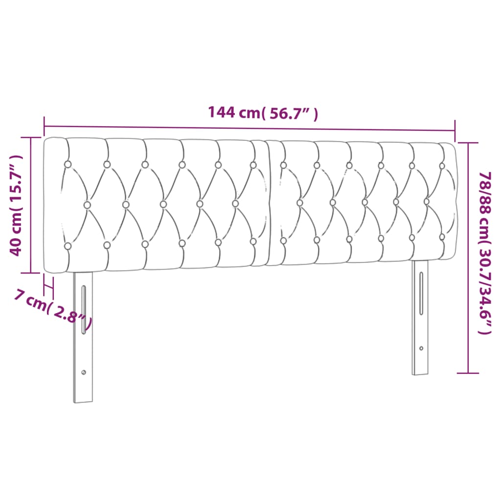 Huvudgavlar 2 st mörkbrun 72x7x78/88 cm tyg