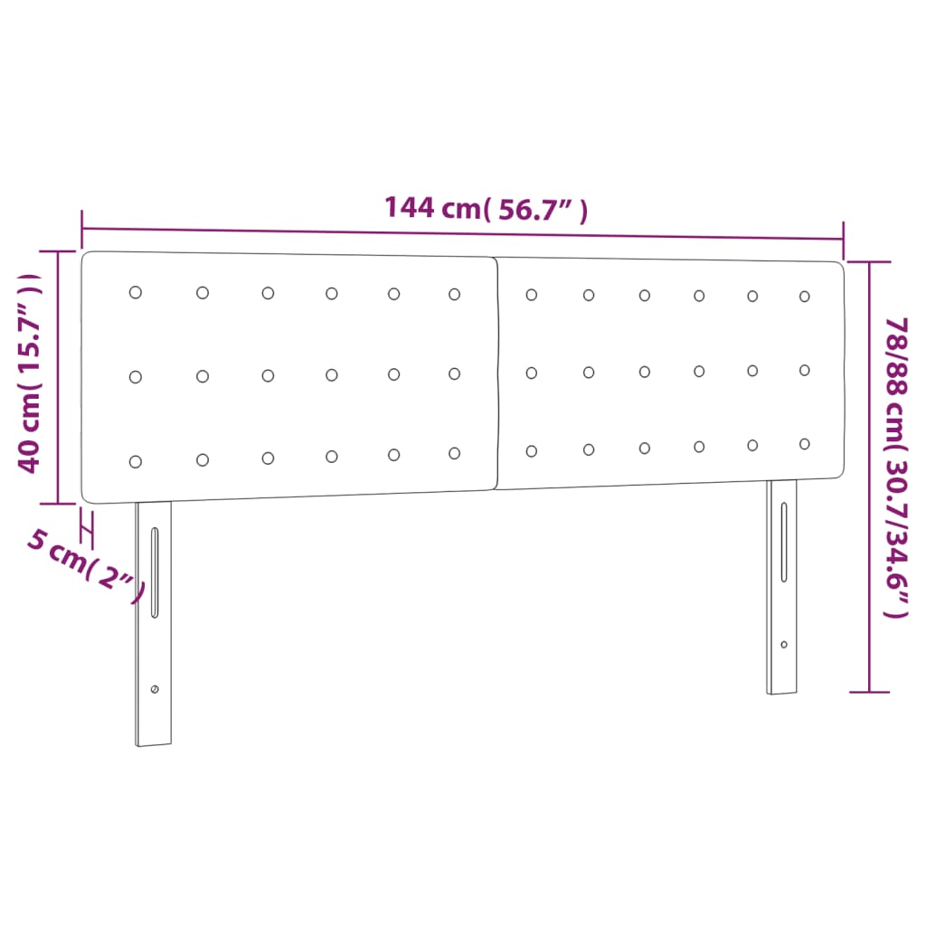 Huvudgavlar 2 st svart 72x5x78/88 cm sammet