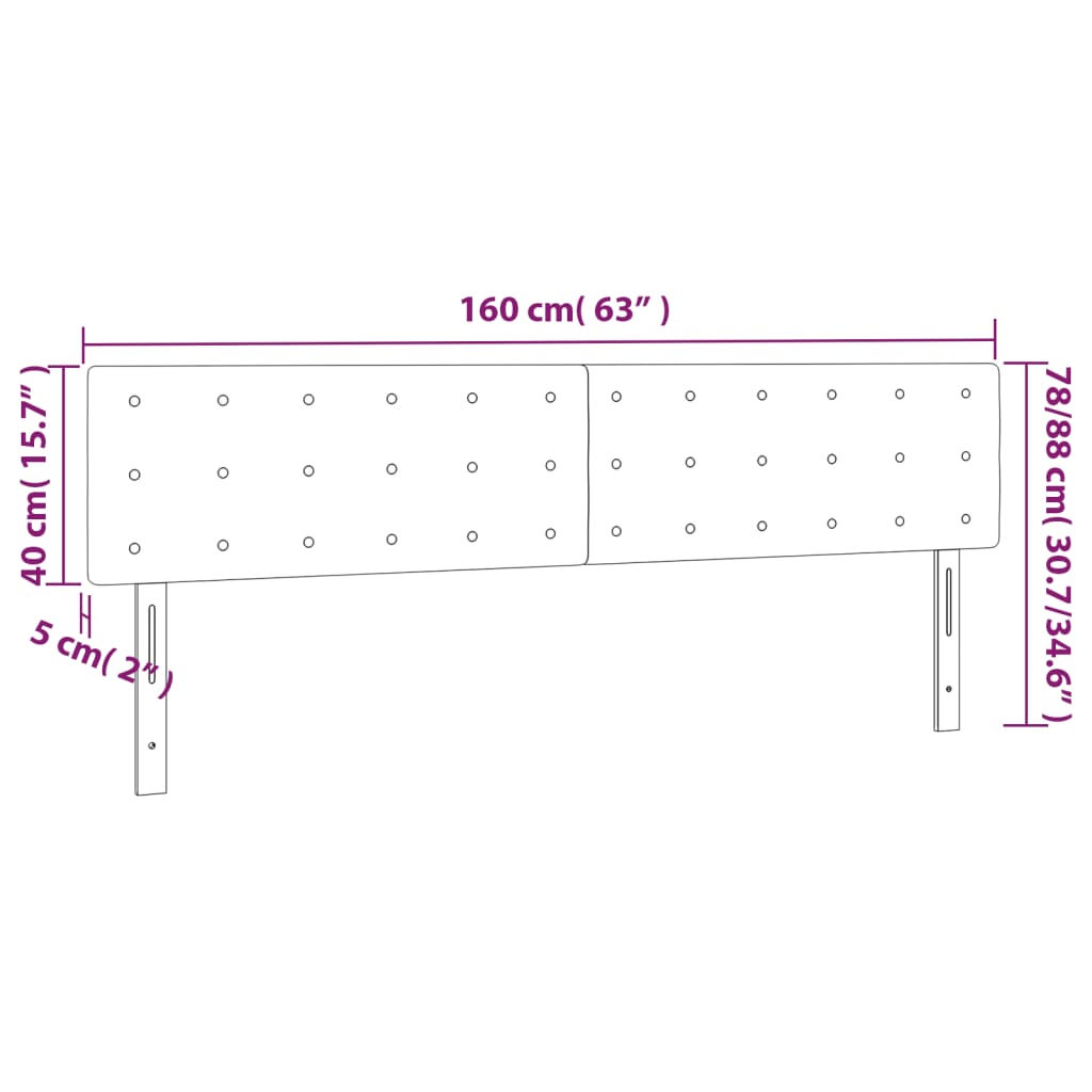 Sänggavel 2 st svart 80x5x78/88 cm tyg