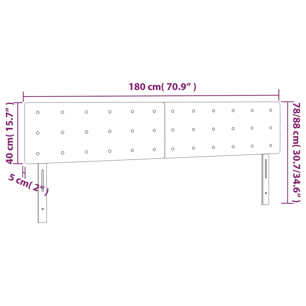 Huvudgavlar 2 st rosa 90x5x78/88 cm sammet