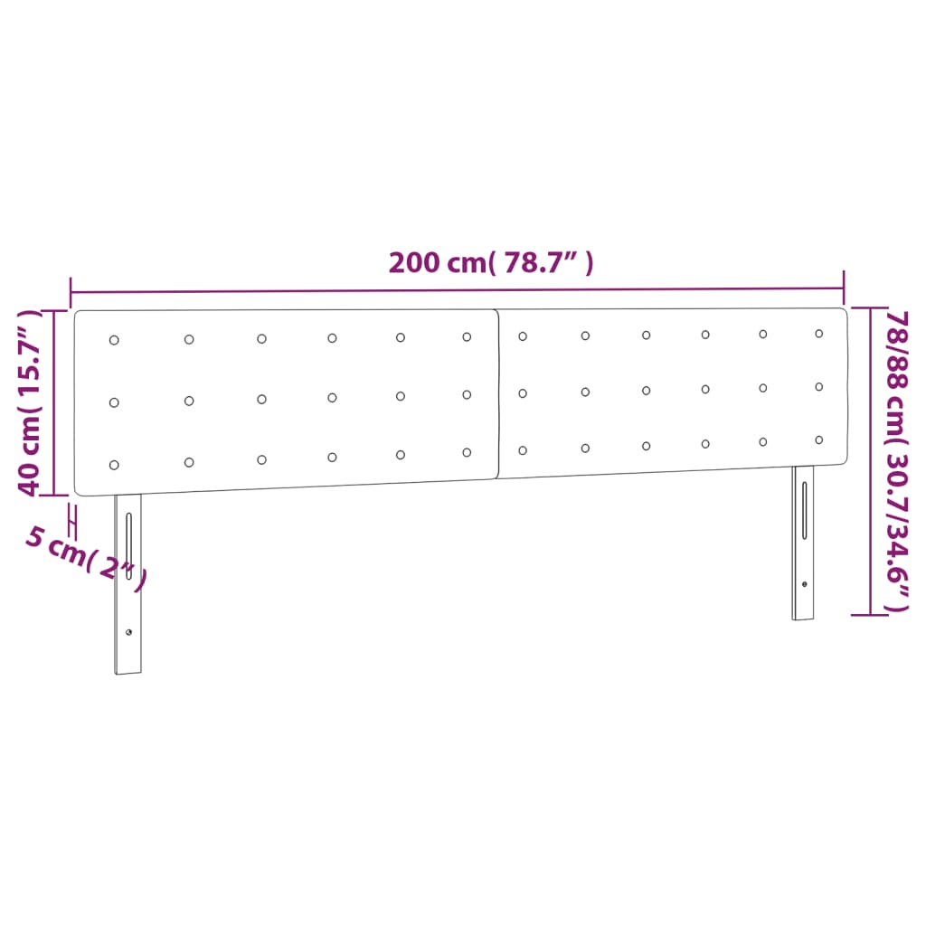 Huvudgavlar 2 st ljusgrå 100x5x78/88 cm sammet