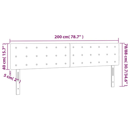 Huvudgavlar 2 st ljusgrå 100x5x78/88 cm sammet